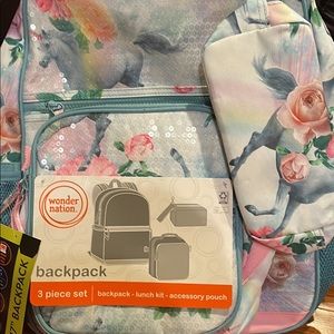 New Wonder nation girls 3
pieces backpack Unicorn dream Tail